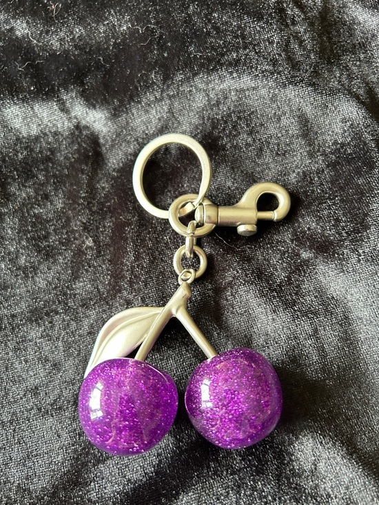 Accessories - Purple Glitter Cherry Keychain - Women Accessories